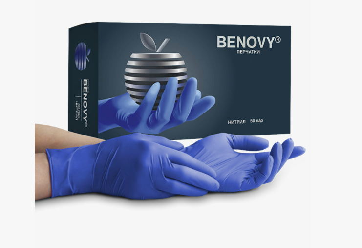 Перчатки BENOVY  сиренево-голубой M 50 пар