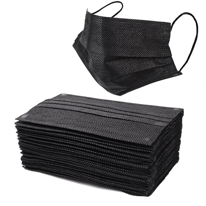 Маска медицинская, черная 50 шт в коробке