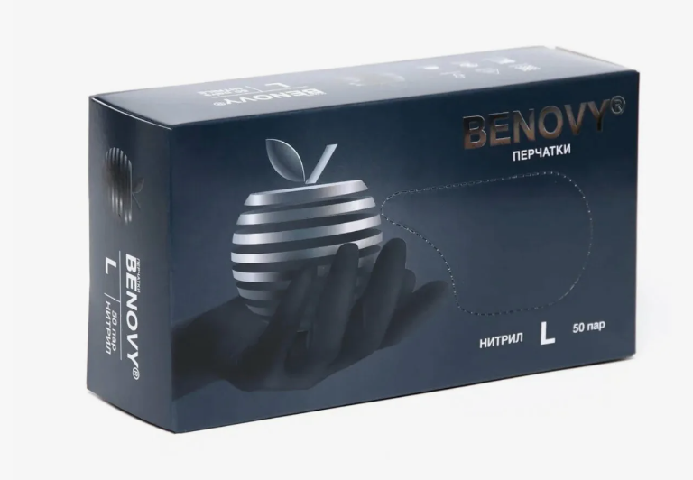 Перчатки BENOVY  черные L 50 пар