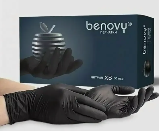 Перчатки BENOVY  черные XS 50 пар