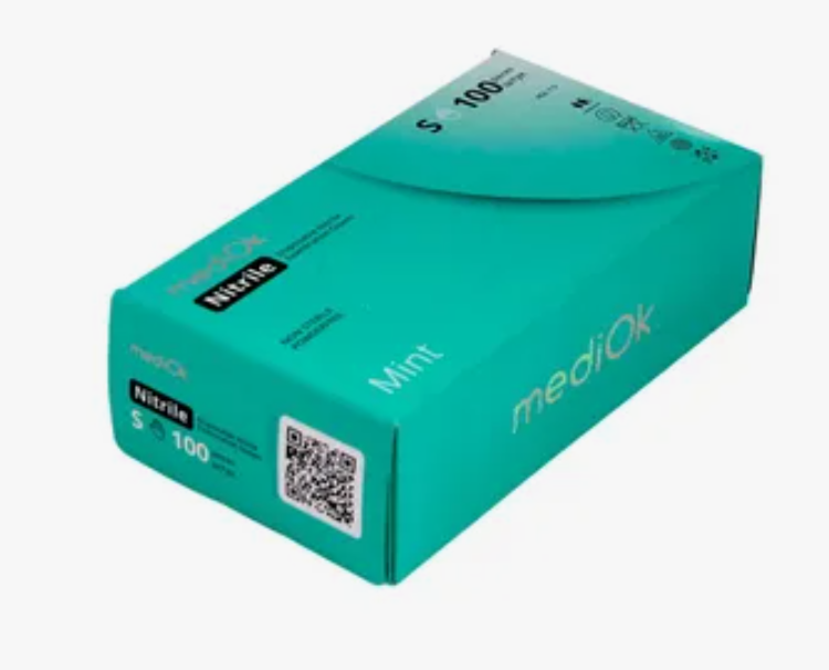 Перчатки mediOk нитриловые смотровые, Mint цвет Зеленый, размер S
