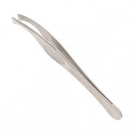 Пинцет Solinberg для коррекции бровей 05A1з (ручная заточка) серебристый, наклонное окончание