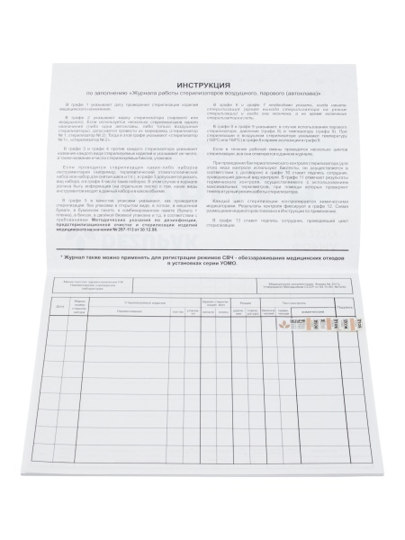 Журнал контроля работы стерилизаторов