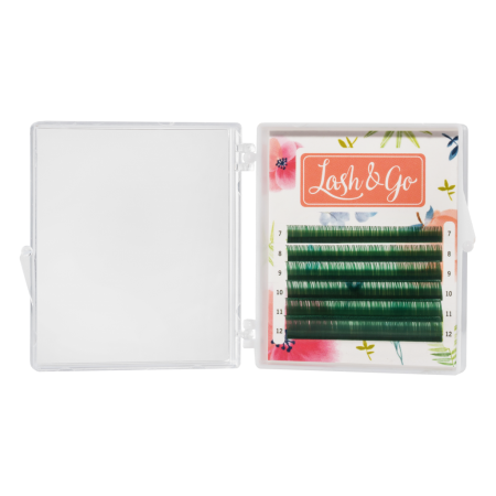 Цветные ресницы Lash&Go (микс) 6 линий (7-12mm, С, 0,1, зеленые)