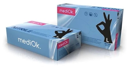 Перчатки mediOk нитриловые смотровые, цвет Черный, размер L