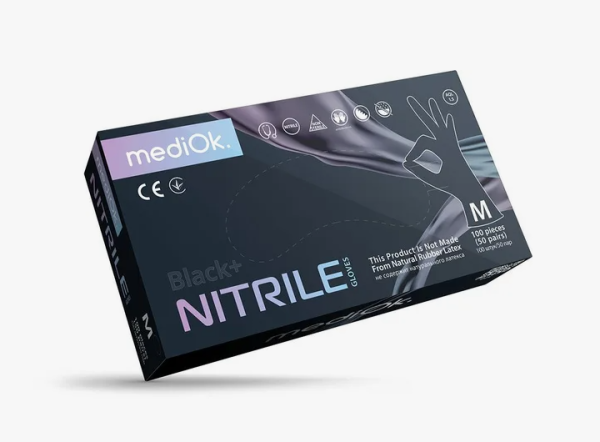 Перчатки mediOk нитриловые смотровые, цвет Черный, размер S