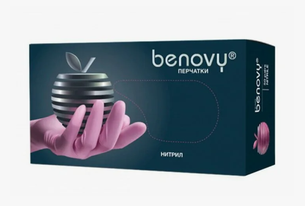 Перчатки BENOVY  розовые M 50 пар
