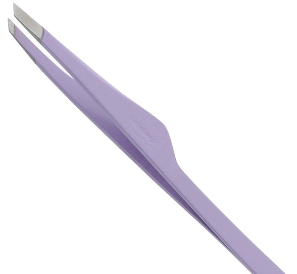 Пинцет для бровей Solinberg G809з, lavender, (ручная заточка) наклонное окончание с четкими гранями