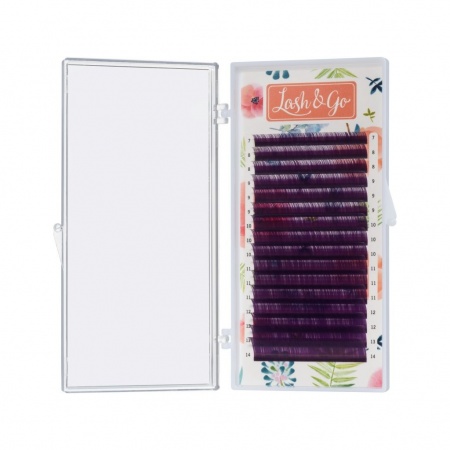 Цветные ресницы Lash&Go (микс) 16 линий (7-14mm, D, 0,1, фиолетовые)