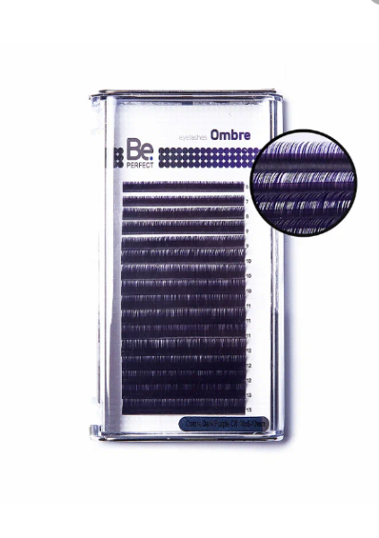 Цветные ресницы Be Perfect Ombre Dark Purple MIX 16 линий