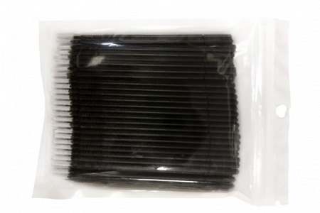 Микробраши черные с длинным наконечником, 100шт.