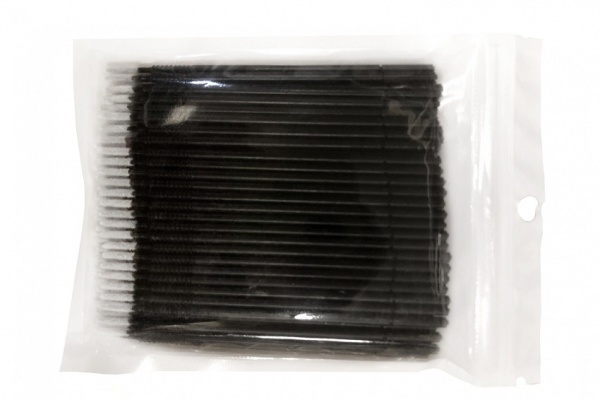 Микробраши черные с длинным наконечником, 100шт.