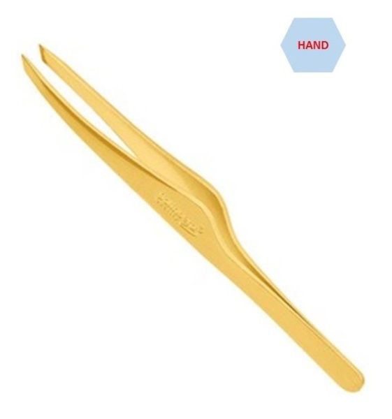 Пинцет Solinberg для коррекции бровей косметический G805з (ручная заточка) золотой