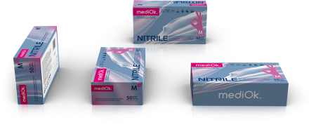 Перчатки mediOk нитриловые смотровые, Magenta цвет Розовый, размер М