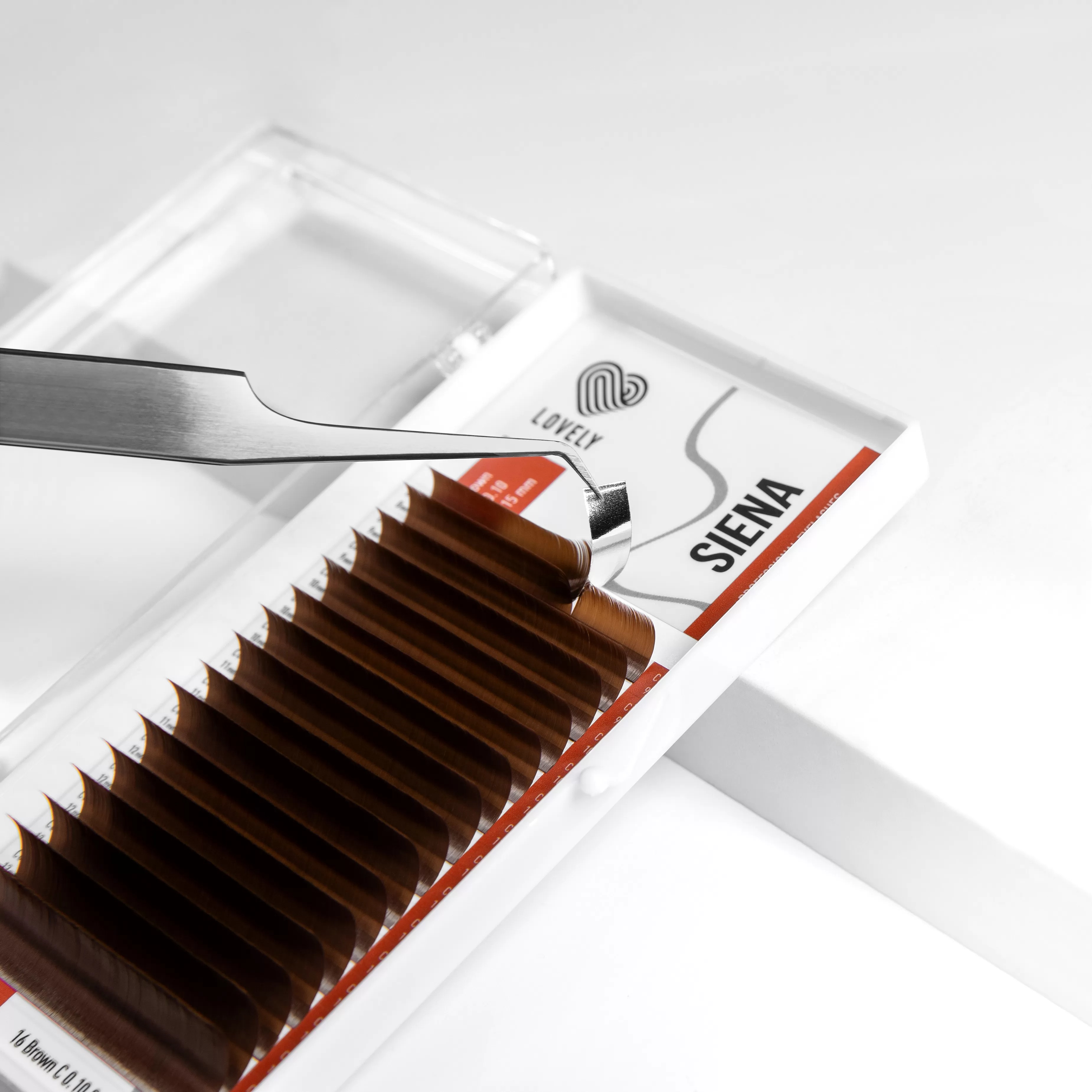 Ресницы коричневые LOVELY Siena - 16 линий - MIX