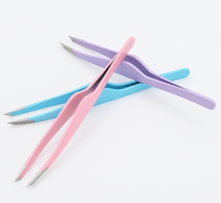 Пинцет для бровей Solinberg G809з, lavender, (ручная заточка) наклонное окончание с четкими гранями
